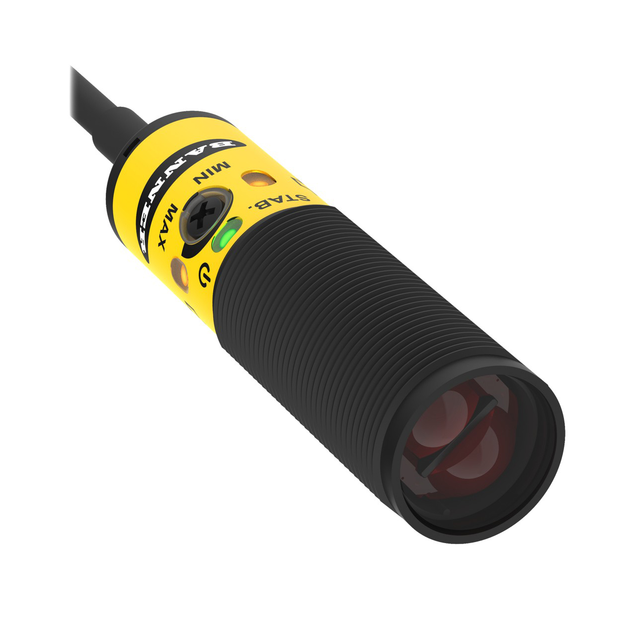 Banner Engineering Photoelectric Sensor; Retro (Sensitivity Adjust); 18mm Barrel; 7.5m Range; 10-30VDC; PNP; LO/DO Configurable; M12 Pigtail QD